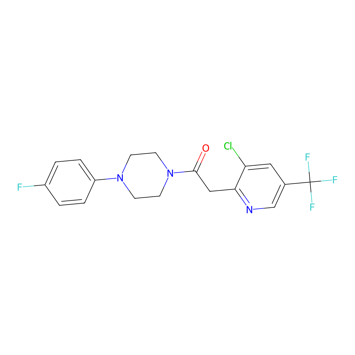 2-[3-Chloro-5-(trifluoromethyl)-2-pyridinyl]-1-[4-(4-fluorophenyl)piperazino]-1-ethanone molecular structure, CAS 444151-88-6
