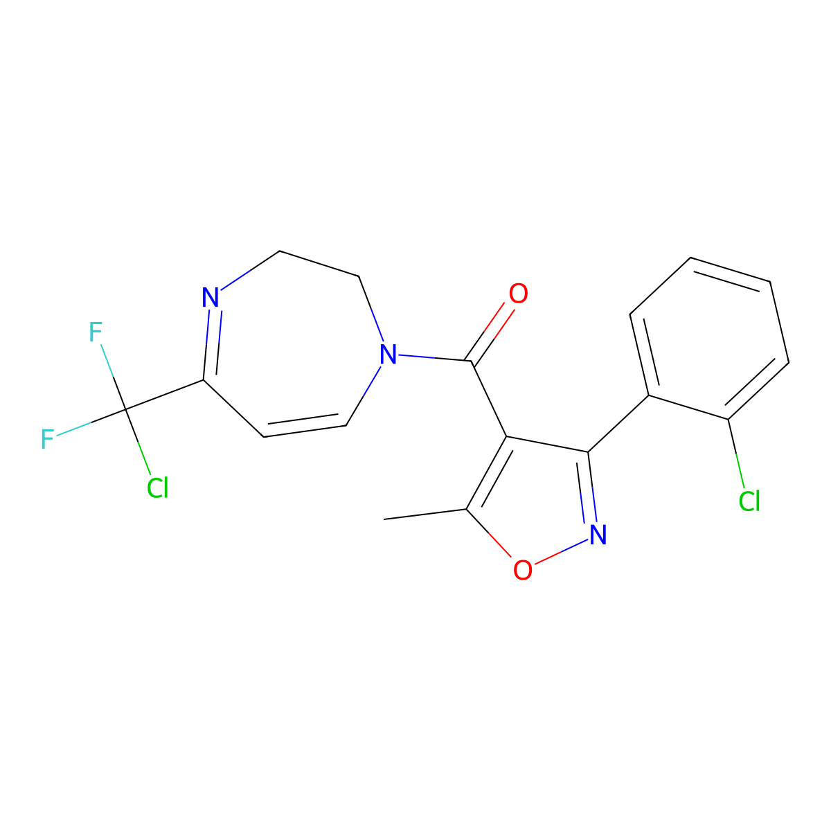 {5-[chloro(difluoro)methyl]-2,3-dihydro-1H-1,4-diazepin-1-yl}[3-(2-chlorophenyl)-5-methyl-4-isoxazolyl]methanone molecular structure, CAS 444151-89-7