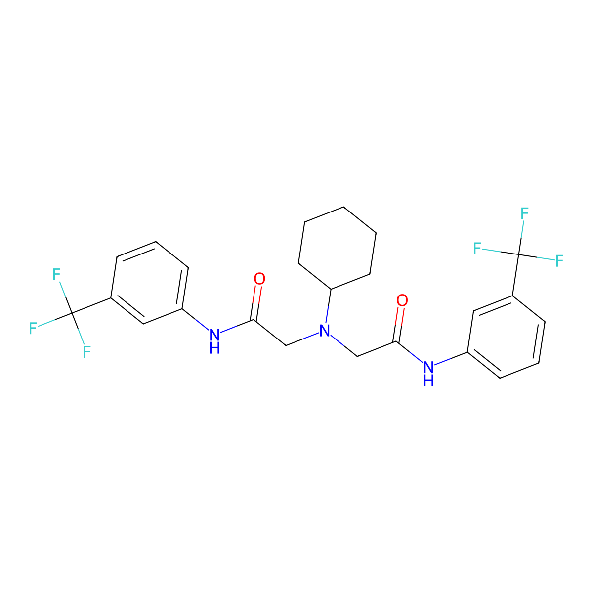 2,2'-(Cyclohexylazanediyl)bis{N-[3-(trifluoromethyl)phenyl]acetamide} molecular structure, CAS 444151-97-7