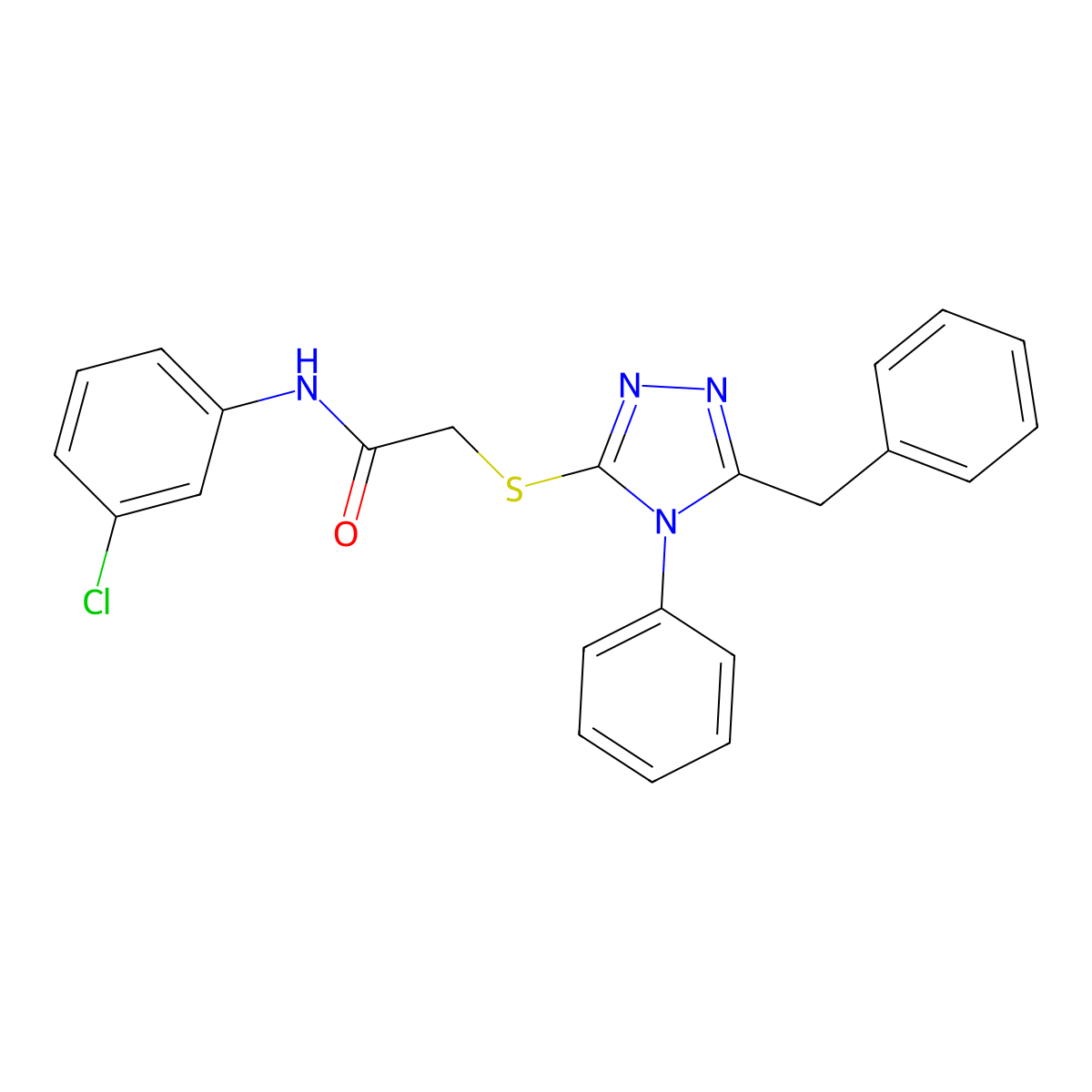 2-((5-Benzyl-4-phenyl-4H-1,2,4-triazol-3-yl)thio)-N-(3-chlorophenyl)acetamide molecular structure, CAS 444152-67-4