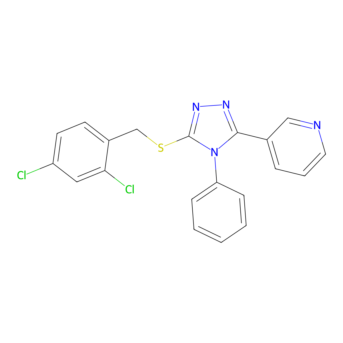 3-(5-((2,4-Dichlorobenzyl)thio)-4-phenyl-4H-1,2,4-triazol-3-yl)pyridine molecular structure, CAS 444153-03-1