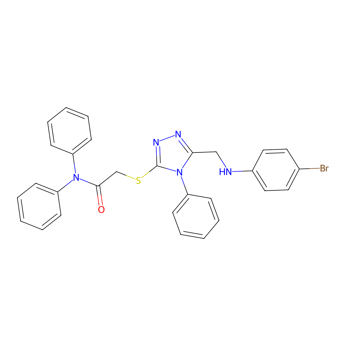 2-({5-[(4-bromoanilino)methyl]-4-phenyl-4H-1,2,4-triazol-3-yl}sulfanyl)-N,N-diphenylacetamide molecular structure, CAS 444153-08-6