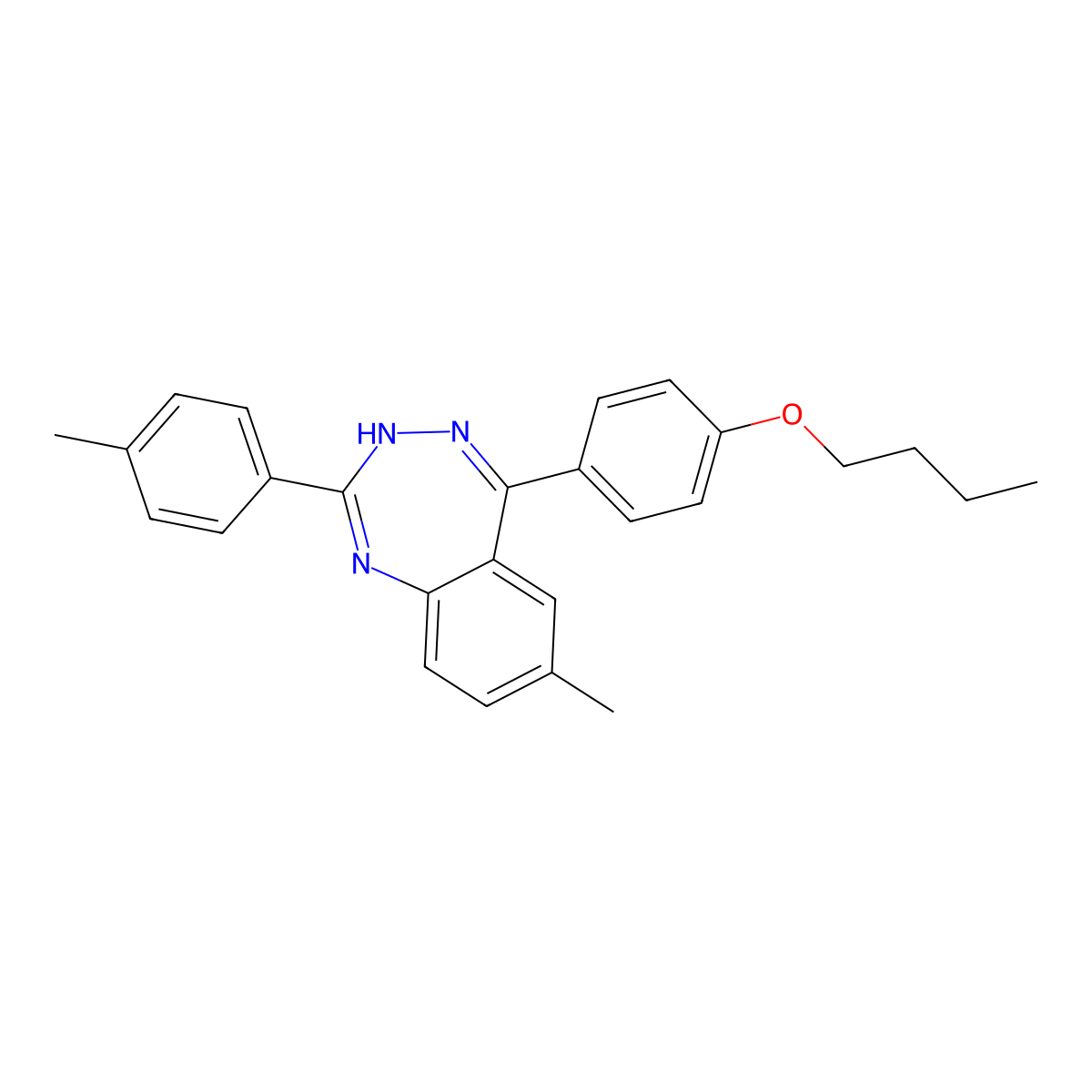 5-(4-Butoxy-phenyl)-7-methyl-2-p-tolyl-3H-benzo[e][1,2,4]triazepine molecular structure, CAS 444153-21-3