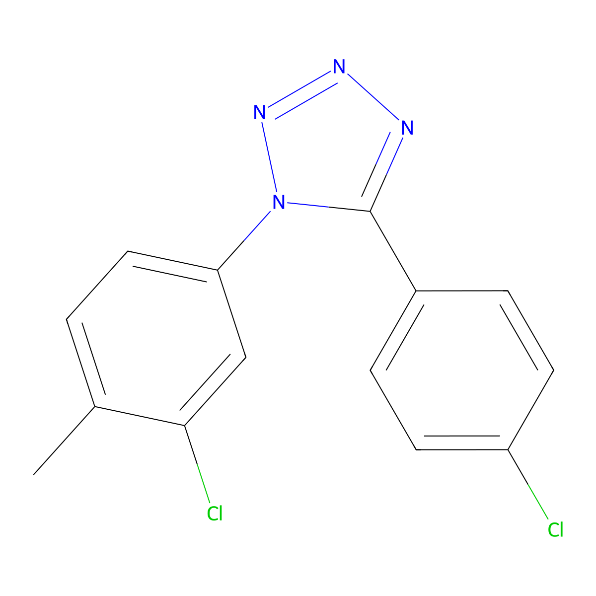 1-(3-Chloro-4-methyl-phenyl)-5-(4-chloro-phenyl)-1H-tetrazole molecular structure, CAS 444155-66-2