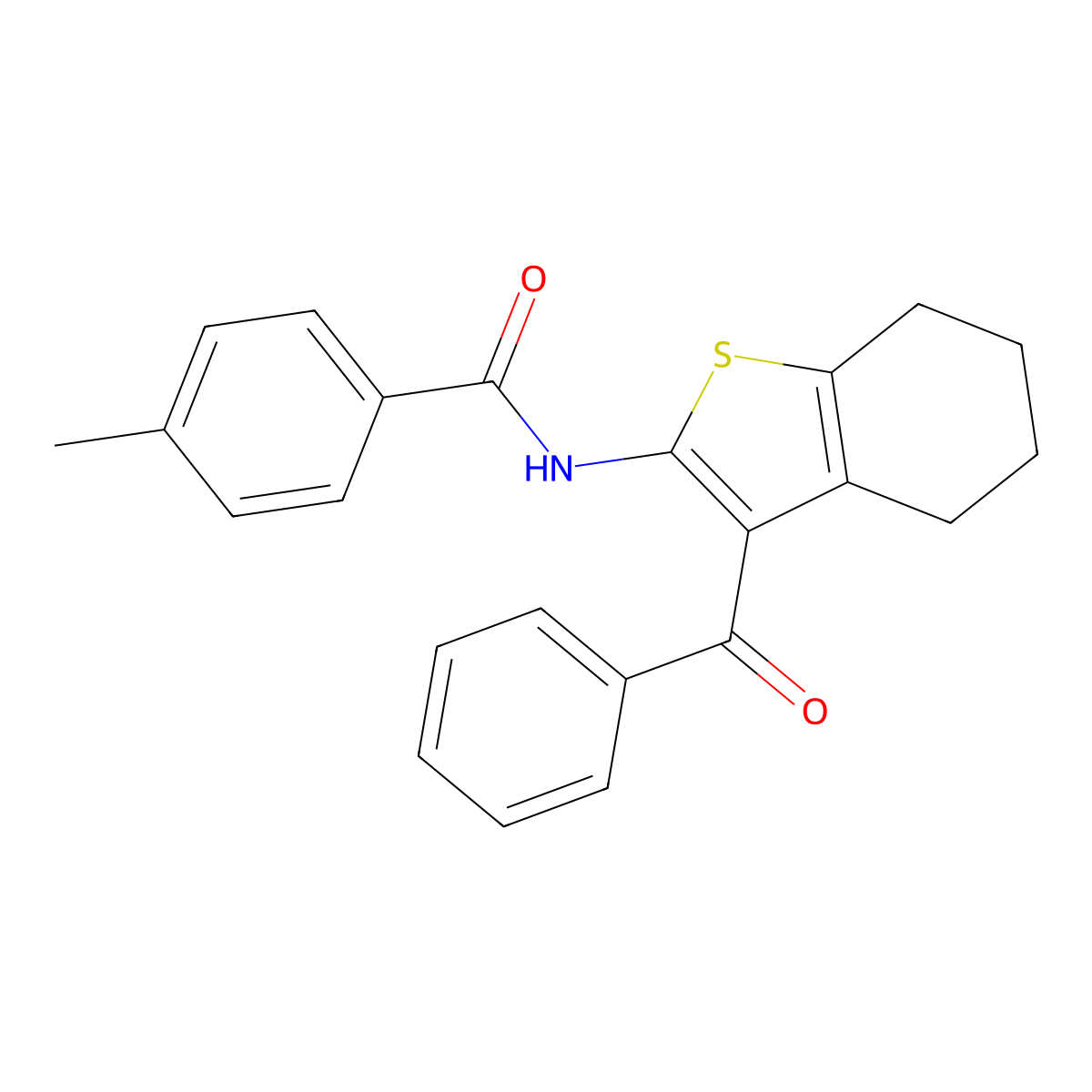 N-(3-benzoyl-4,5,6,7-tetrahydro-1-benzothien-2-yl)-4-methylbenzamide molecular structure, CAS 444156-08-5