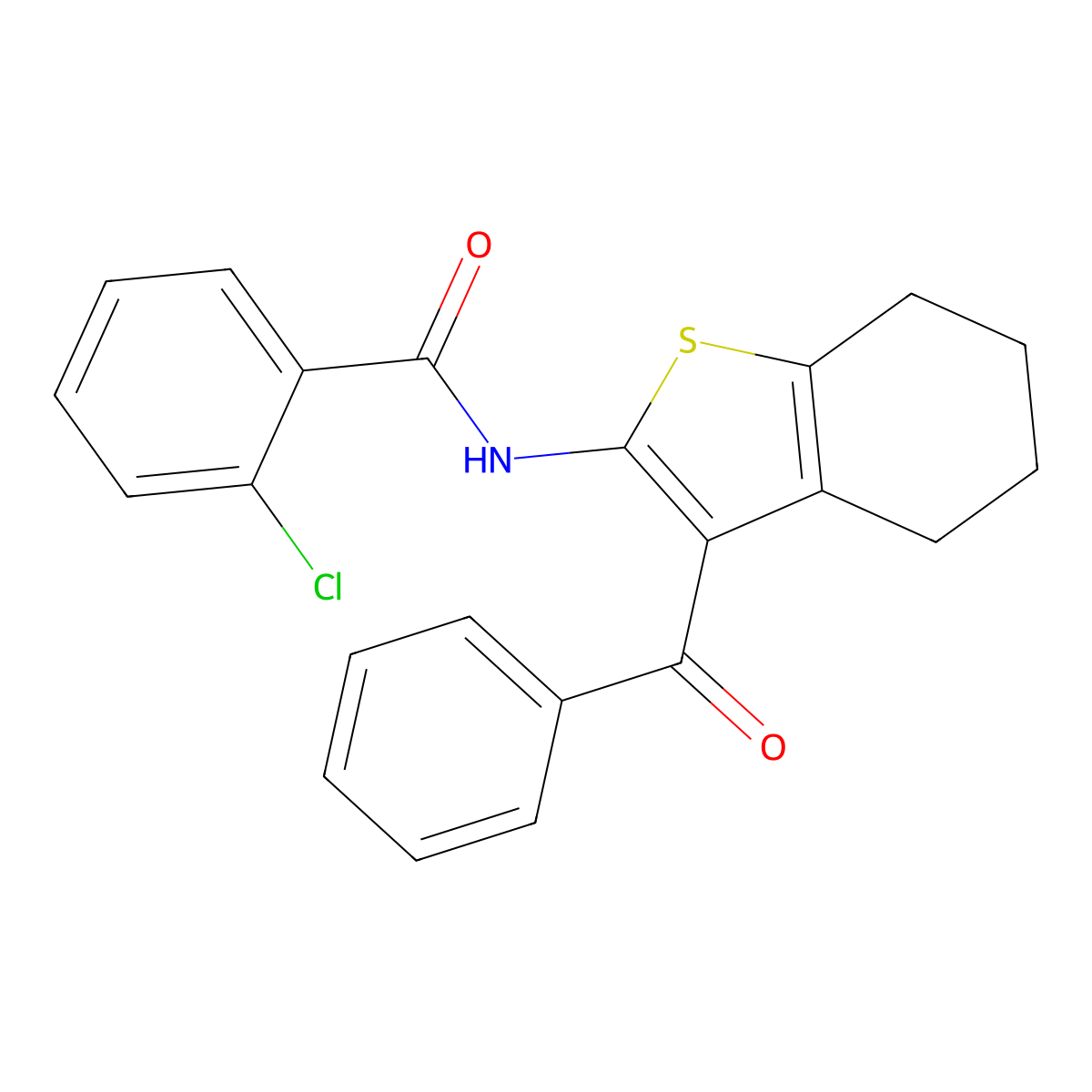 N-(3-benzoyl-4,5,6,7-tetrahydro-1-benzothiophen-2-yl)-2-chlorobenzamide molecular structure, CAS 444156-10-9