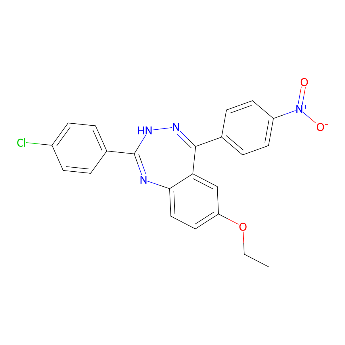2-(4-Chlorophenyl)-7-ethoxy-5-(4-nitrophenyl)-3H-benzo[e][1,2,4]triazepine molecular structure, CAS 444159-02-8