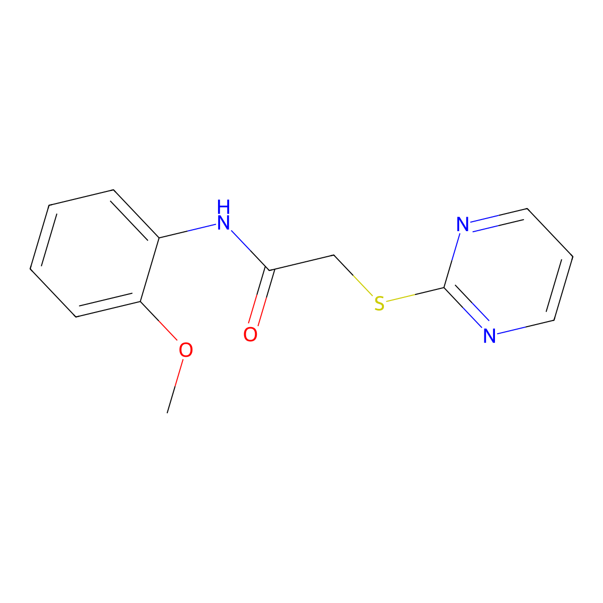 N-(2-methoxyphenyl)-2-(pyrimidin-2-ylsulfanyl)acetamide molecular structure, CAS 444160-99-0