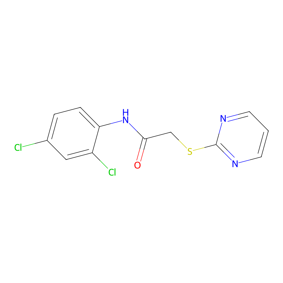 N-(2,4-dichlorophenyl)-2-(pyrimidin-2-ylsulfanyl)acetamide molecular structure, CAS 444161-82-4