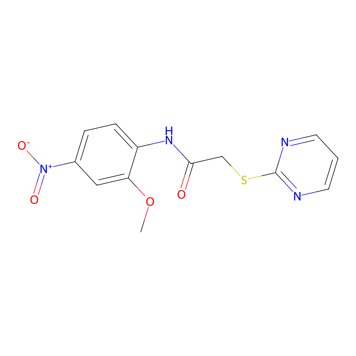 N-(2-methoxy-4-nitrophenyl)-2-(pyrimidin-2-ylsulfanyl)acetamide molecular structure, CAS 444163-61-5