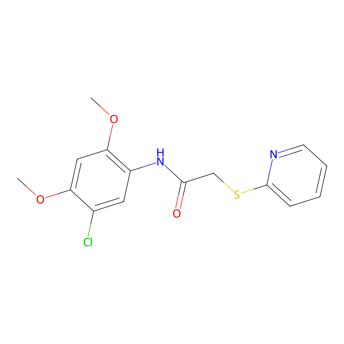 N-(5-chloro-2,4-dimethoxyphenyl)-2-(pyridin-2-ylsulfanyl)acetamide molecular structure, CAS 444163-71-7