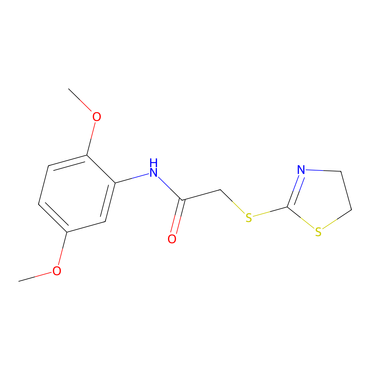 2-(4,5-dihydro-1,3-thiazol-2-ylsulfanyl)-N-(2,5-dimethoxyphenyl)acetamide molecular structure, CAS 444165-08-6