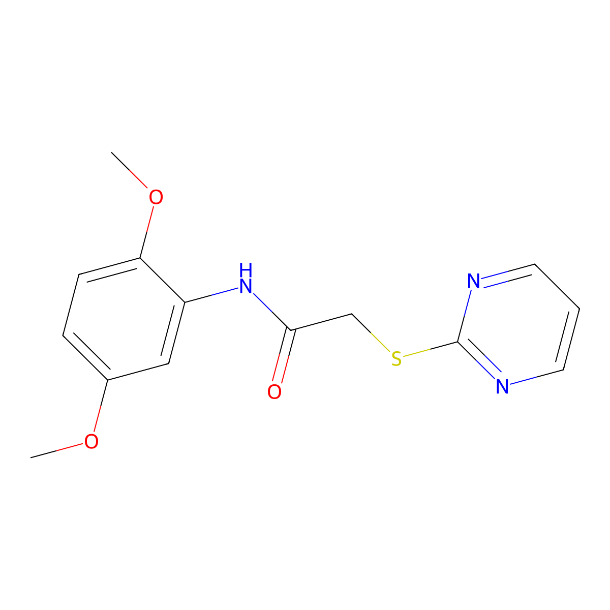 N-(2,5-dimethoxyphenyl)-2-pyrimidin-2-ylsulfanylacetamide molecular structure, CAS 444165-09-7