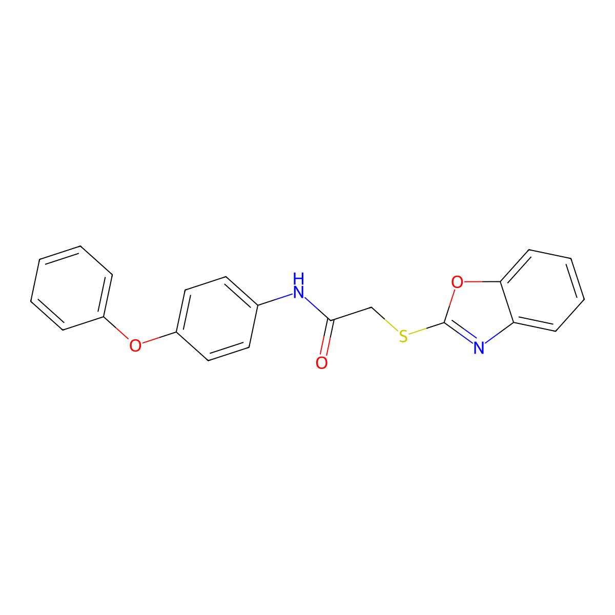 2-(1,3-benzoxazol-2-ylsulfanyl)-N-(4-phenoxyphenyl)acetamide molecular structure, CAS 444165-34-8