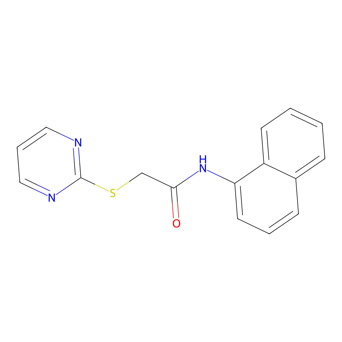 N-naphthalen-1-yl-2-pyrimidin-2-ylsulfanylacetamide molecular structure, CAS 444165-49-5