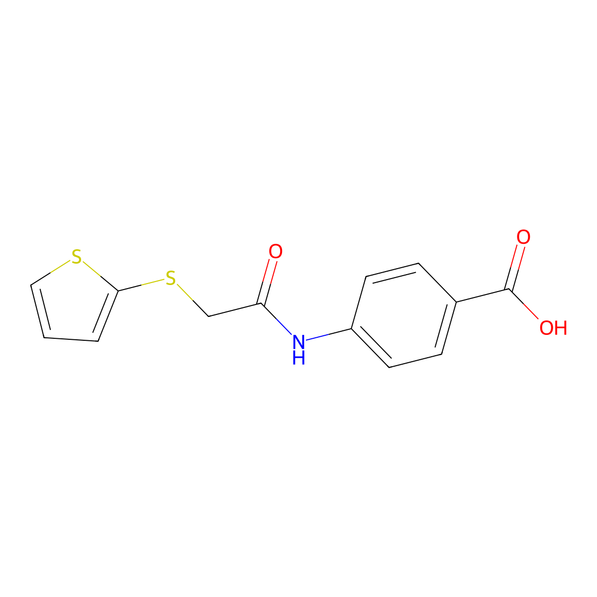 4-[2-(Thiophen-2-ylsulfanyl)acetamido]benzoic acid molecular structure, CAS 444166-47-6