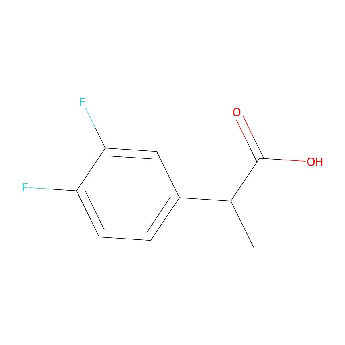 2-(3,4-Difluorophenyl)propanoic acid molecular structure, CAS 444170-17-6