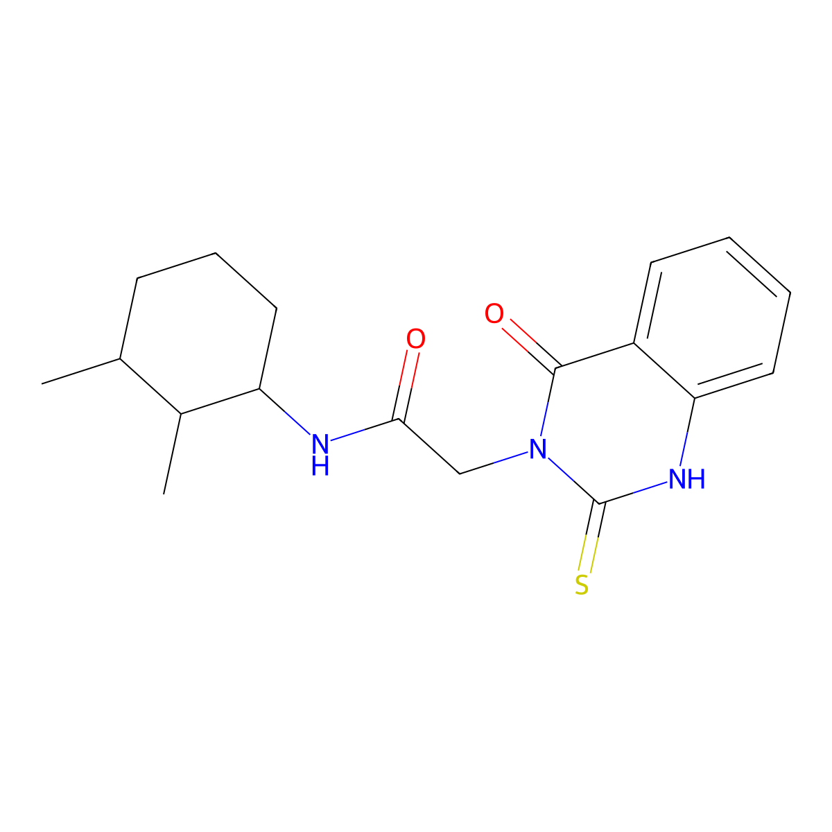 N-(2,3-dimethylcyclohexyl)-2-(4-oxo-2-sulfanylidene-1H-quinazolin-3-yl)acetamide molecular structure, CAS 444184-97-8