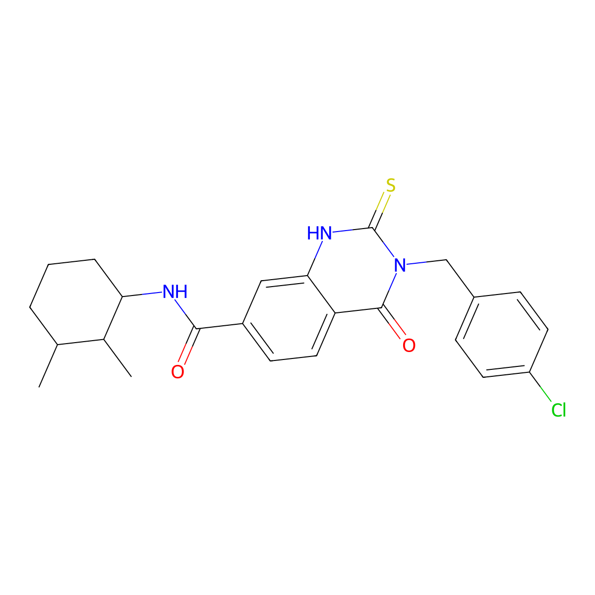 3-[(4-chlorophenyl)methyl]-N-(2,3-dimethylcyclohexyl)-4-oxo-2-sulfanylidene-1,2,3,4-tetrahydroquinazoline-7-carboxamide molecular structure, CAS 444185-03-9