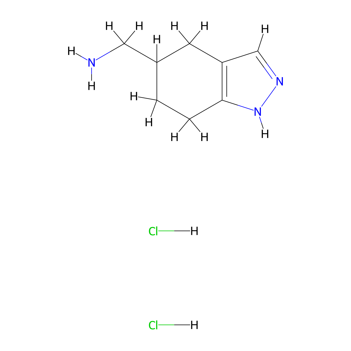 (4,5,6,7-Tetrahydro-2H-indazol-5-yl)methanamine dihydrochloride molecular structure, CAS 444199-06-8