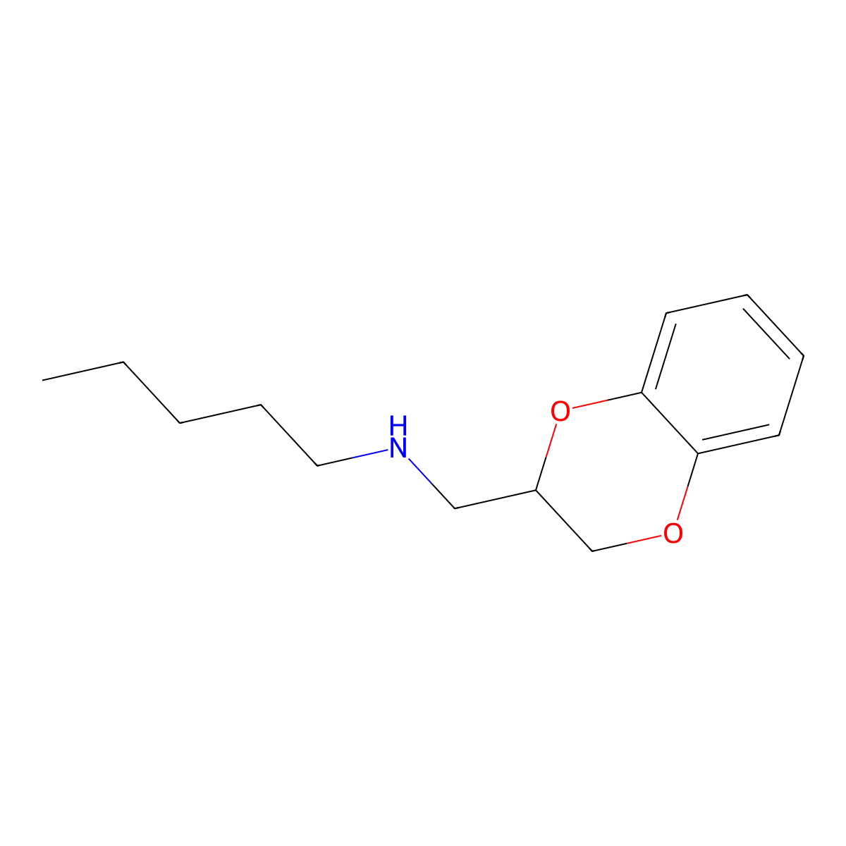 1,4-Benzodioxan-2-methylamine, N-pentyl- molecular structure, CAS 4442-63-1