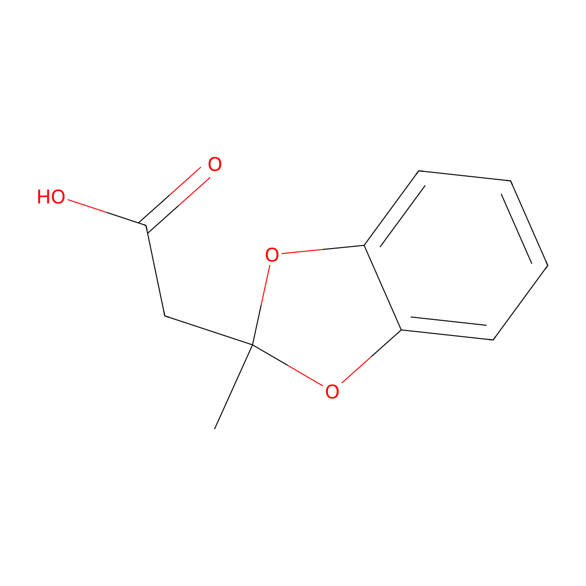 1,3-Benzodioxole-2-acetic acid, 2-methyl- molecular structure, CAS 4442-72-2