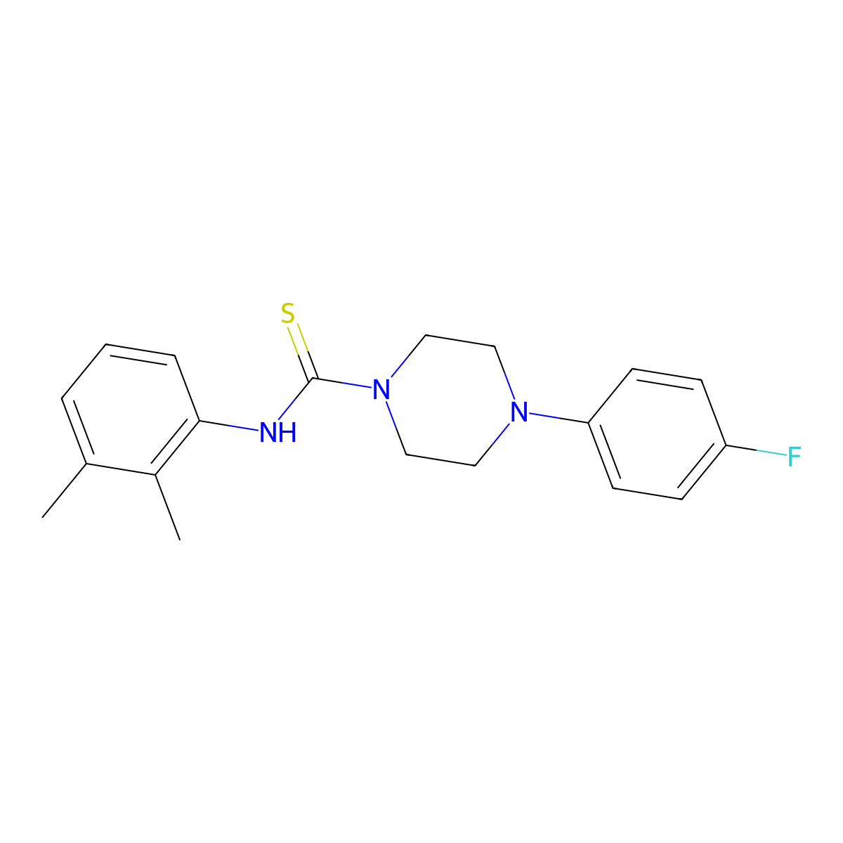 N-(2,3-dimethylphenyl)-4-(4-fluorophenyl)piperazine-1-carbothioamide molecular structure, CAS 444285-41-0