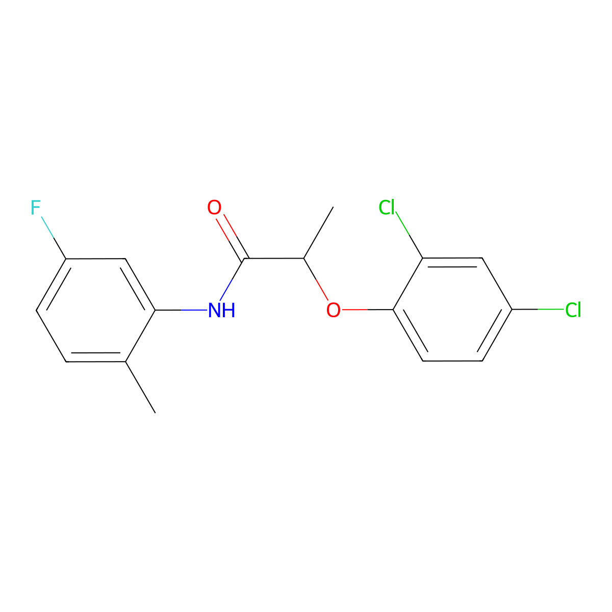 2-(2,4-dichlorophenoxy)-N-(5-fluoro-2-methylphenyl)propanamide molecular structure, CAS 444285-69-2