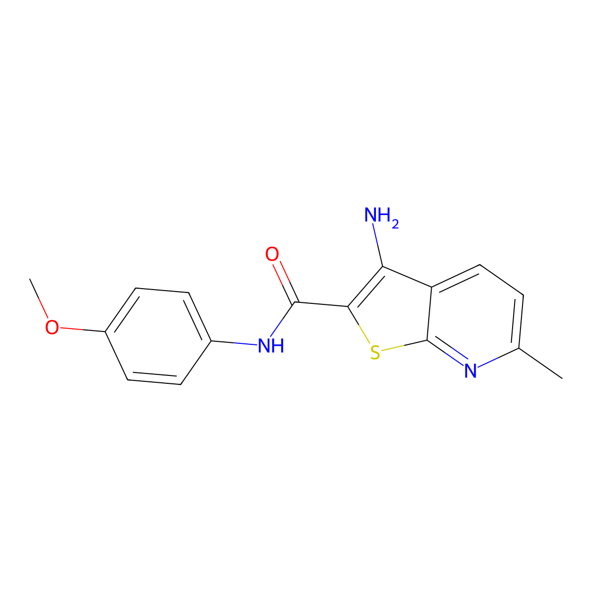 3-amino-N-(4-methoxyphenyl)-6-methylthieno[2,3-b]pyridine-2-carboxamide molecular structure, CAS 444285-93-2