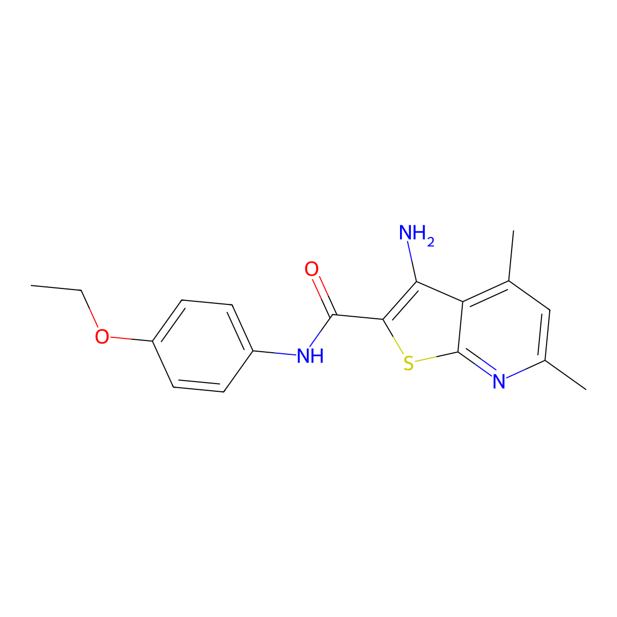 3-amino-N-(4-ethoxyphenyl)-4,6-dimethylthieno[2,3-b]pyridine-2-carboxamide molecular structure, CAS 444286-94-6