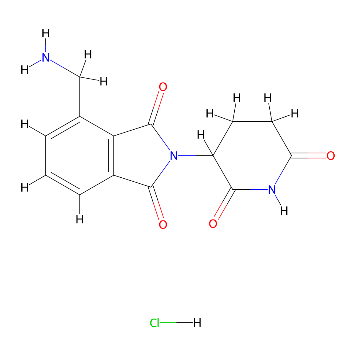 4-(aminomethyl)-2-(2,6-dioxopiperidin-3-yl)-2,3-dihydro-1H-isoindole-1,3-dione hydrochloride molecular structure, CAS 444287-40-5
