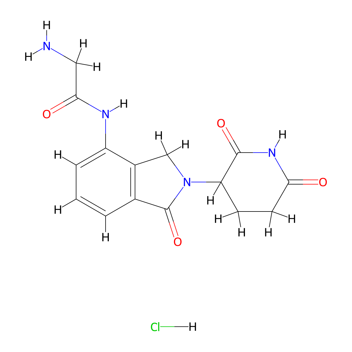 2-amino-N-(2-(2,6-dioxopiperidin-3-yl)-1-oxo-2,3-dihydro-1H-isoindol-4-yl)acetamide hydrochloride molecular structure, CAS 444287-89-2