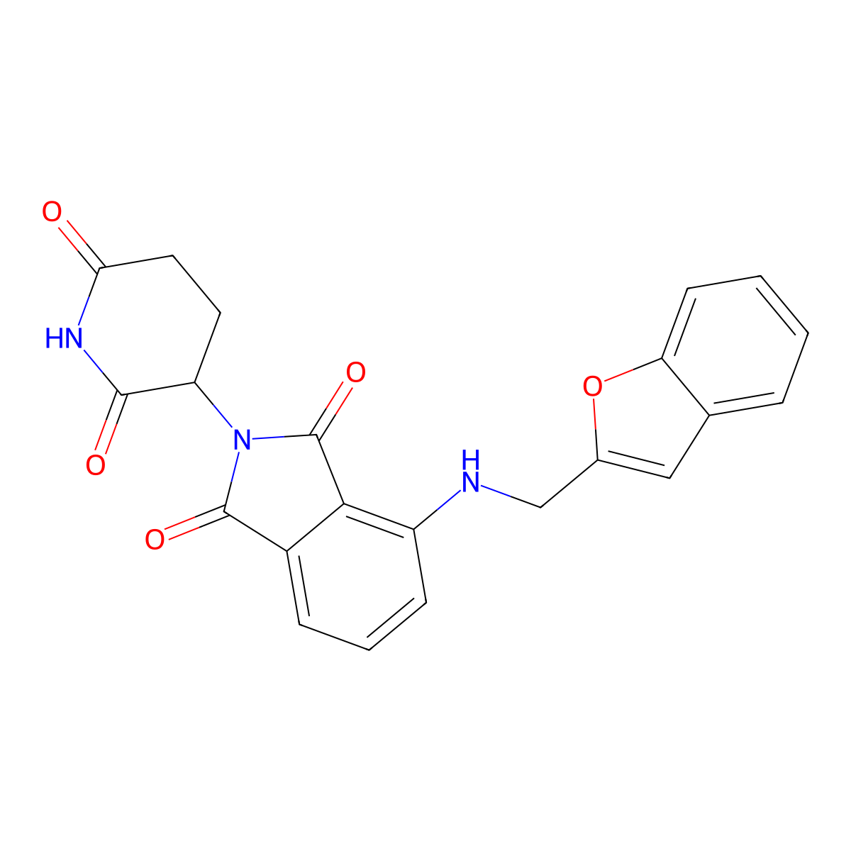 4-(1-Benzofuran-2-ylmethylamino)-2-(2,6-dioxopiperidin-3-yl)isoindole-1,3-dione molecular structure, CAS 444288-86-2