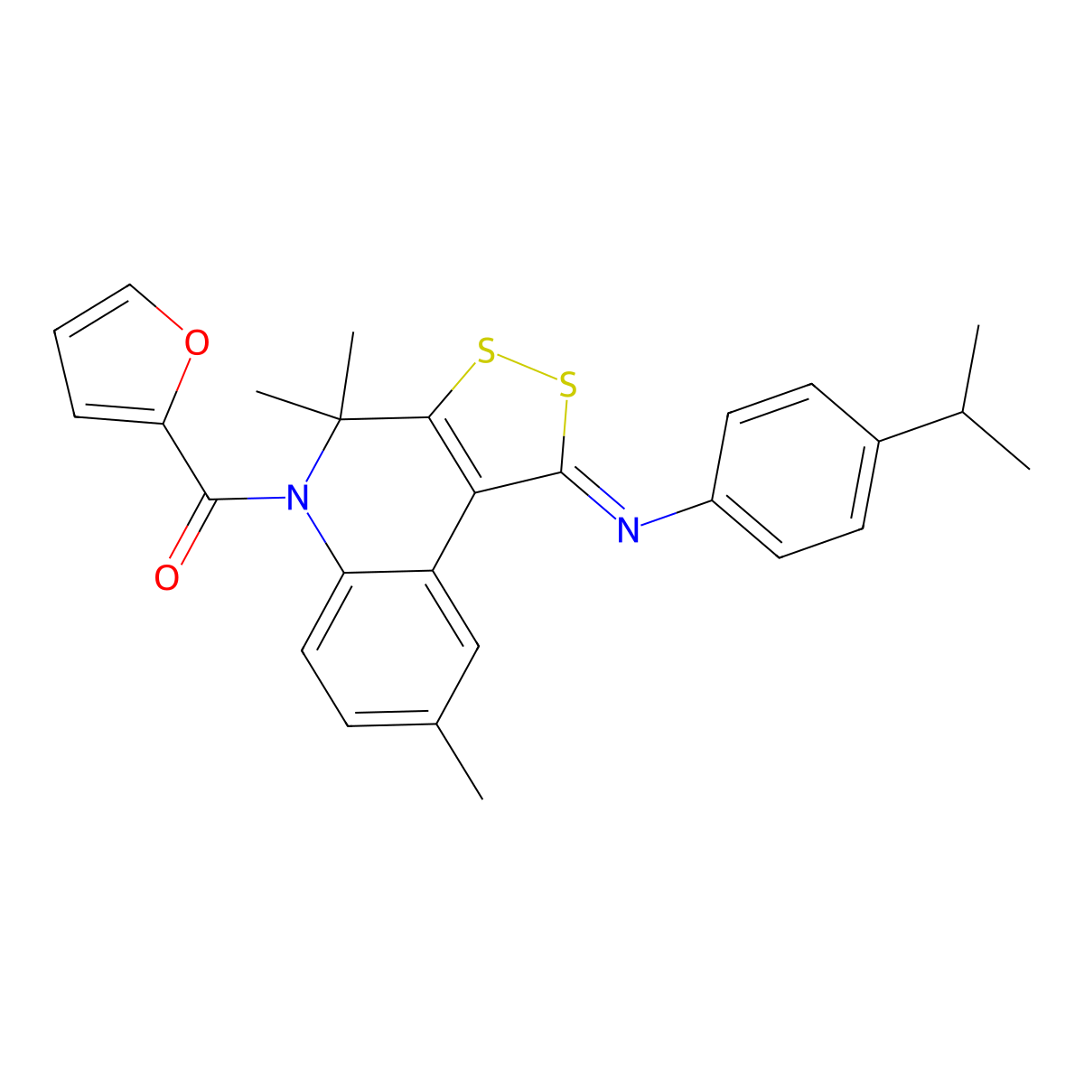 2-furyl{1-[(4-isopropylphenyl)imino]-4,4,8-trimethyl-1,4-dihydro-5H-[1,2]dithiolo[3,4-c]quinolin-5-yl}methanone molecular structure, CAS 444305-42-4