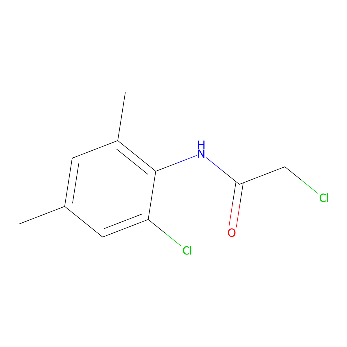 2-chloro-N-(2-chloro-4,6-dimethylphenyl)acetamide molecular structure, CAS 444325-43-3