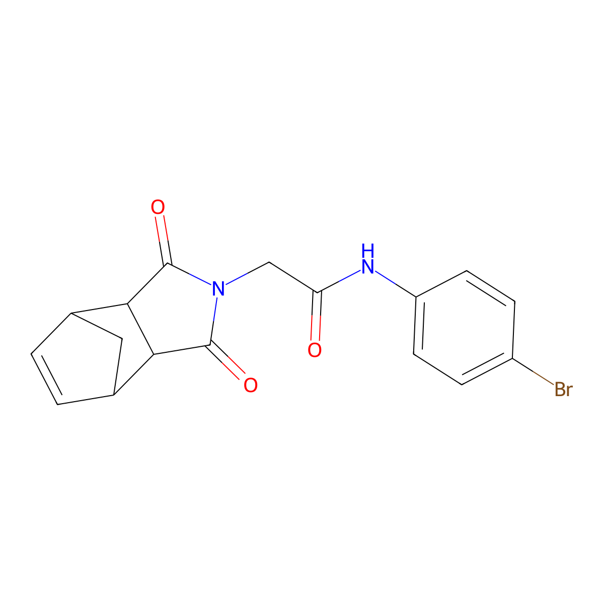 N-(4-bromophenyl)-2-(1,3-dioxo-1,3,3a,4,7,7a-hexahydro-2H-4,7-methanoisoindol-2-yl)acetamide molecular structure, CAS 444337-41-1