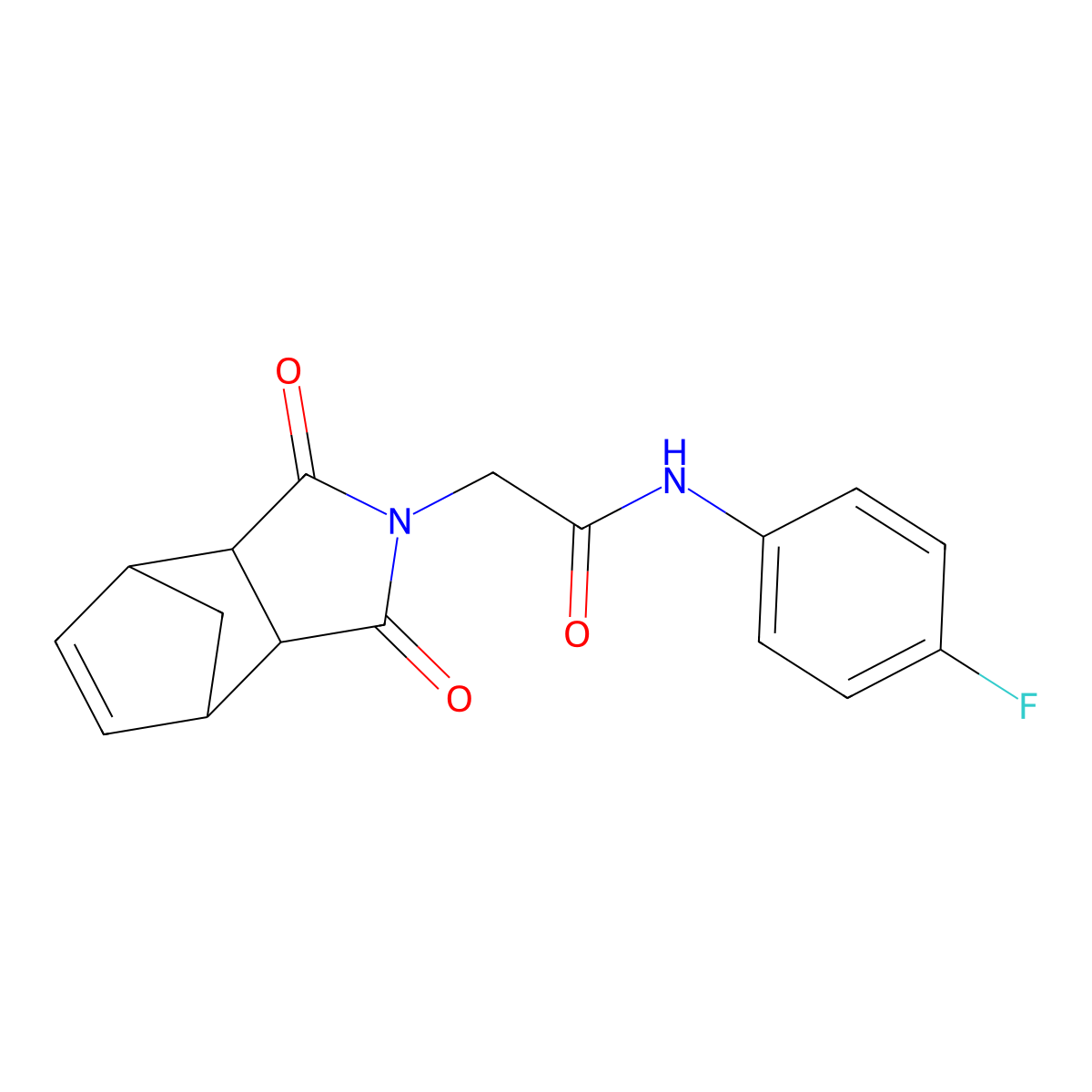 2-(1,3-dioxo-1,3,3a,4,7,7a-hexahydro-2H-4,7-methanoisoindol-2-yl)-N-(4-fluorophenyl)acetamide molecular structure, CAS 444338-46-9