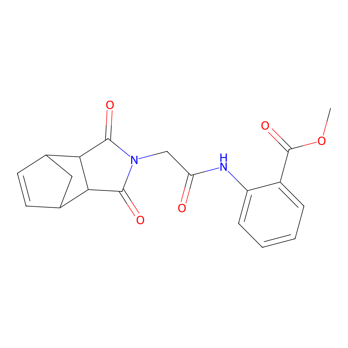 methyl 2-{[(1,3-dioxo-1,3,3a,4,7,7a-hexahydro-2H-4,7-methanoisoindol-2-yl)acetyl]amino}benzoate molecular structure, CAS 444338-54-9