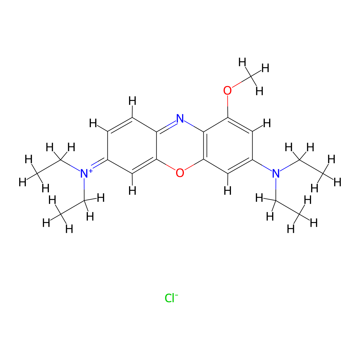 3,7-Bis(diethylamino)-1-methoxyphenoxazin-5-ium chloride molecular structure, CAS 4444-00-2