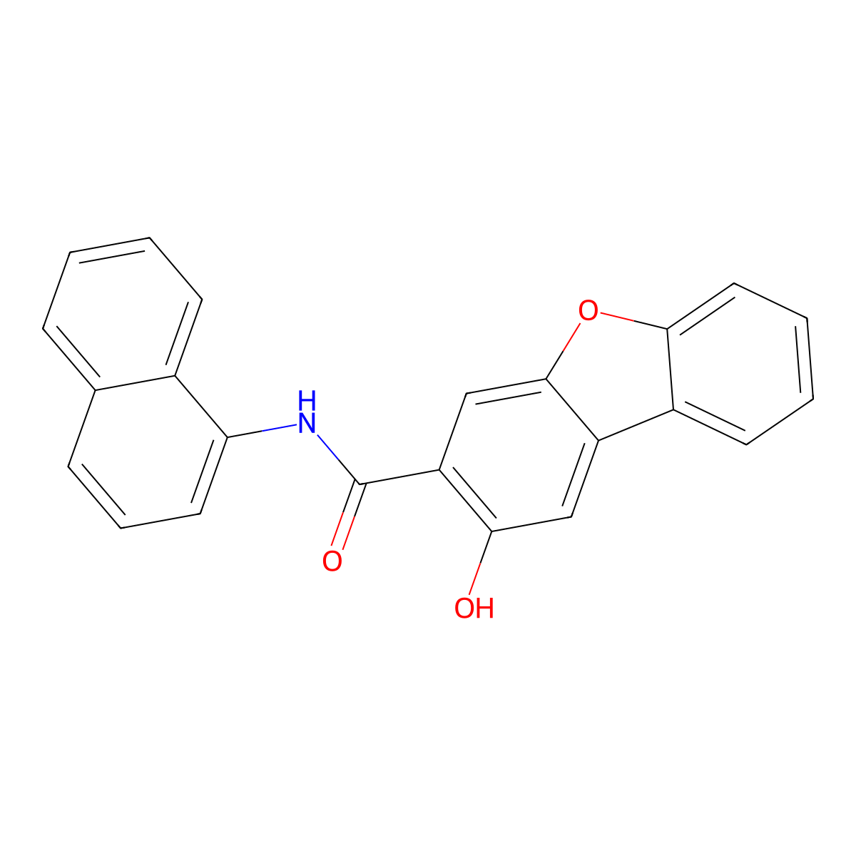 3-Dibenzofurancarboxamide, 2-hydroxy-N-1-naphthalenyl- molecular structure, CAS 4444-48-8