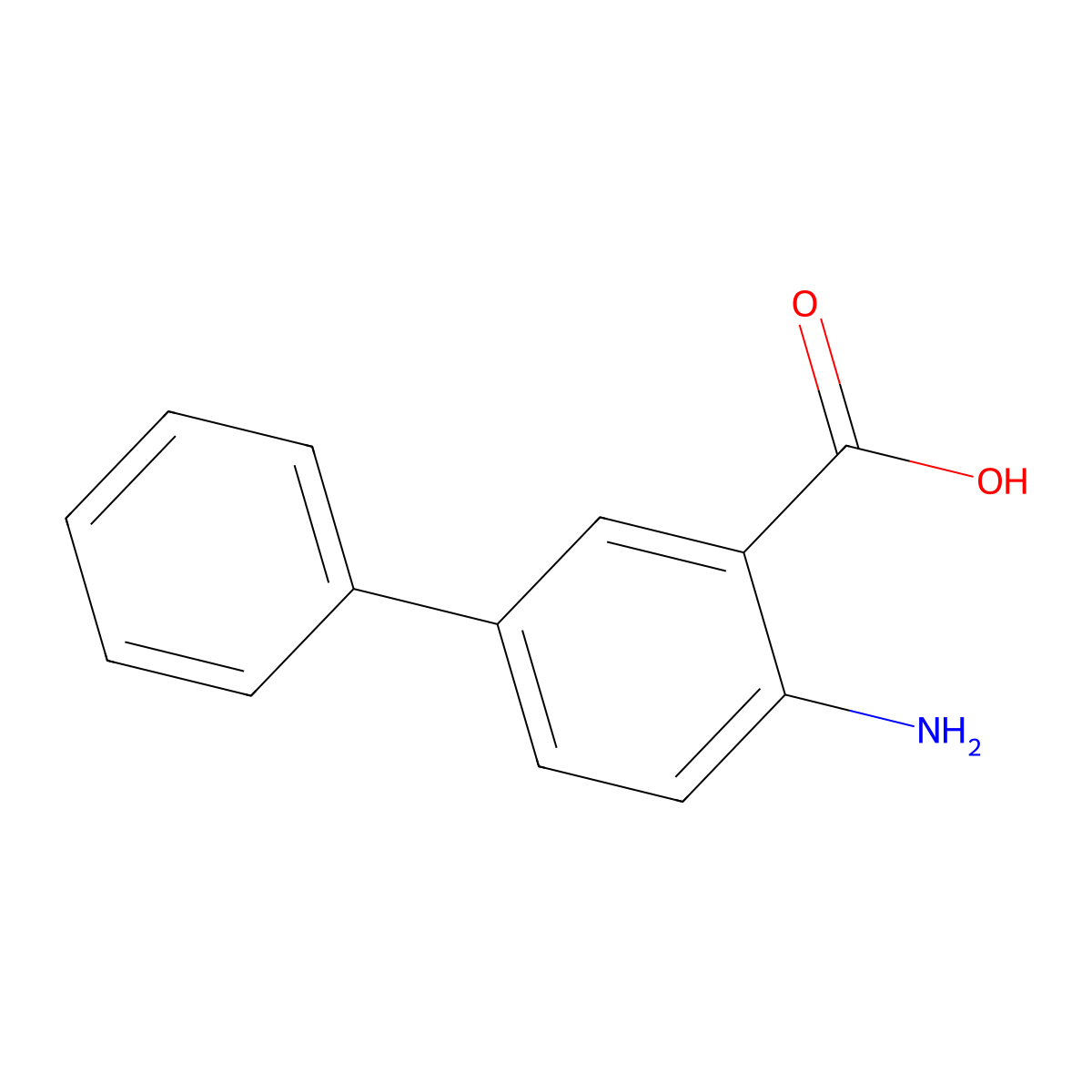 2-Amino-5-phenylbenzoic acid molecular structure, CAS 4445-40-3