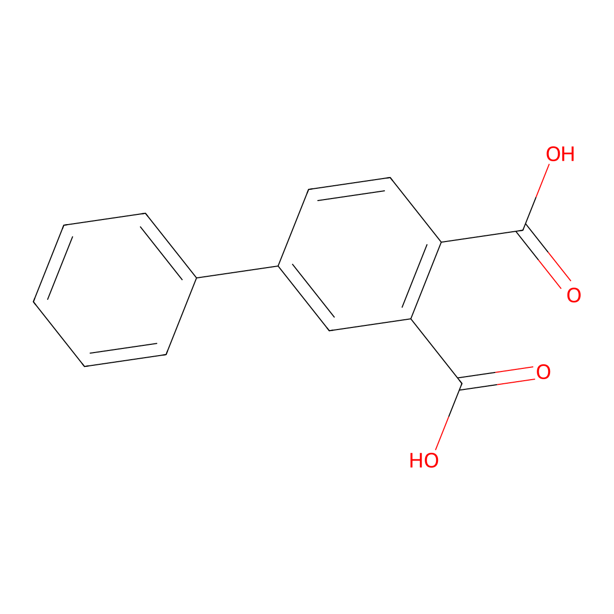 (1,1'-Biphenyl)-3,4-dicarboxylic acid molecular structure, CAS 4445-58-3