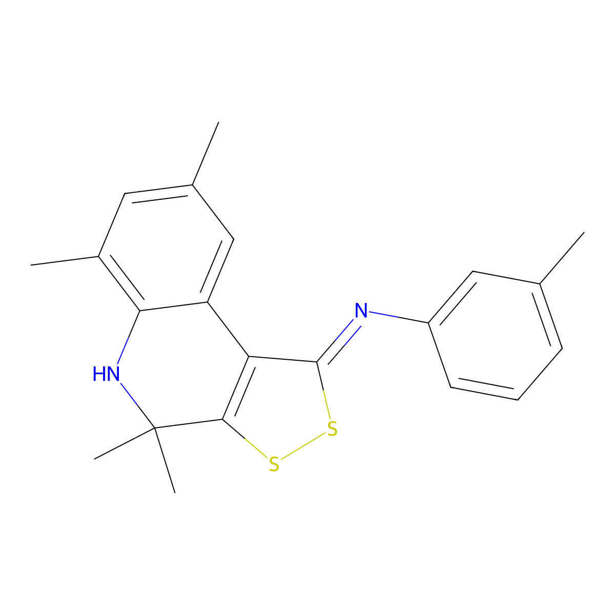 3-methyl-N-[(1Z)-4,4,6,8-tetramethyl-4,5-dihydro-1H-[1,2]dithiolo[3,4-c]quinolin-1-ylidene]aniline molecular structure, CAS 444553-39-3