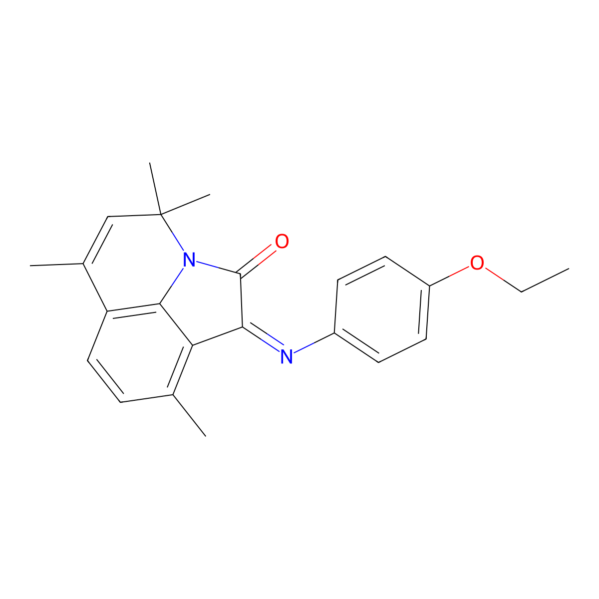 (1E)-1-[(4-ethoxyphenyl)imino]-4,4,6,9-tetramethyl-4H-pyrrolo[3,2,1-ij]quinolin-2(1H)-one molecular structure, CAS 444558-61-6