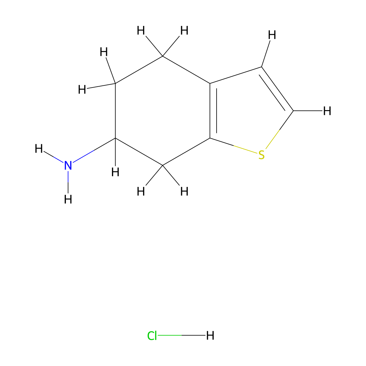 4,5,6,7-Tetrahydrobenzo[b]thiophen-6-amine hydrochloride molecular structure, CAS 444559-49-3