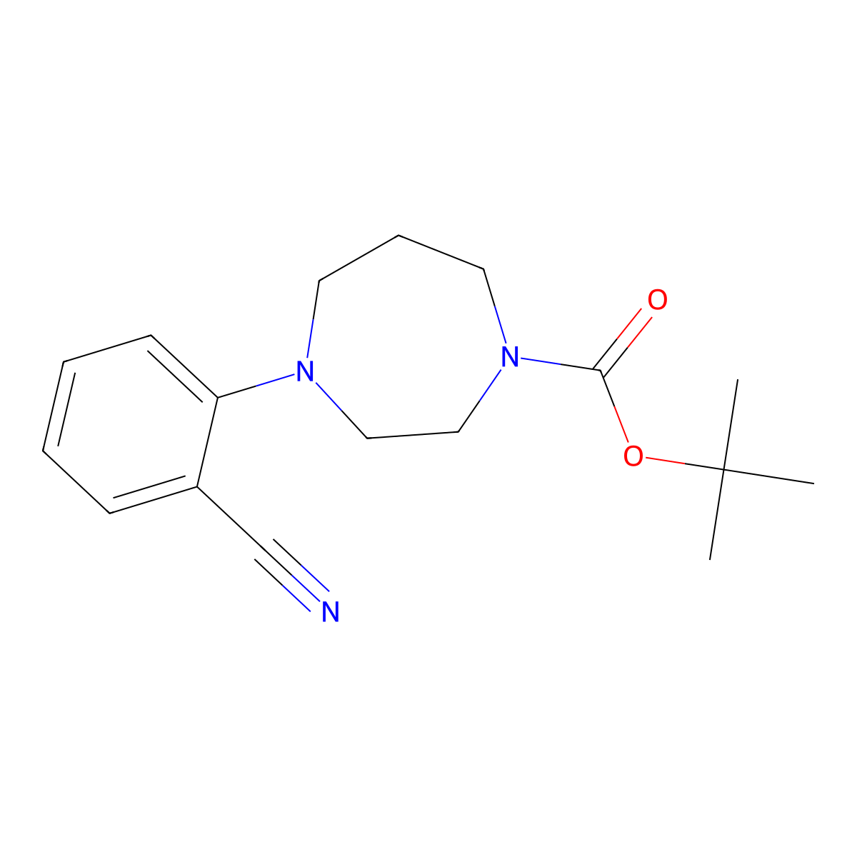 Tert-butyl 4-(2-cyanophenyl)-1,4-diazepane-1-carboxylate molecular structure, CAS 444581-68-4