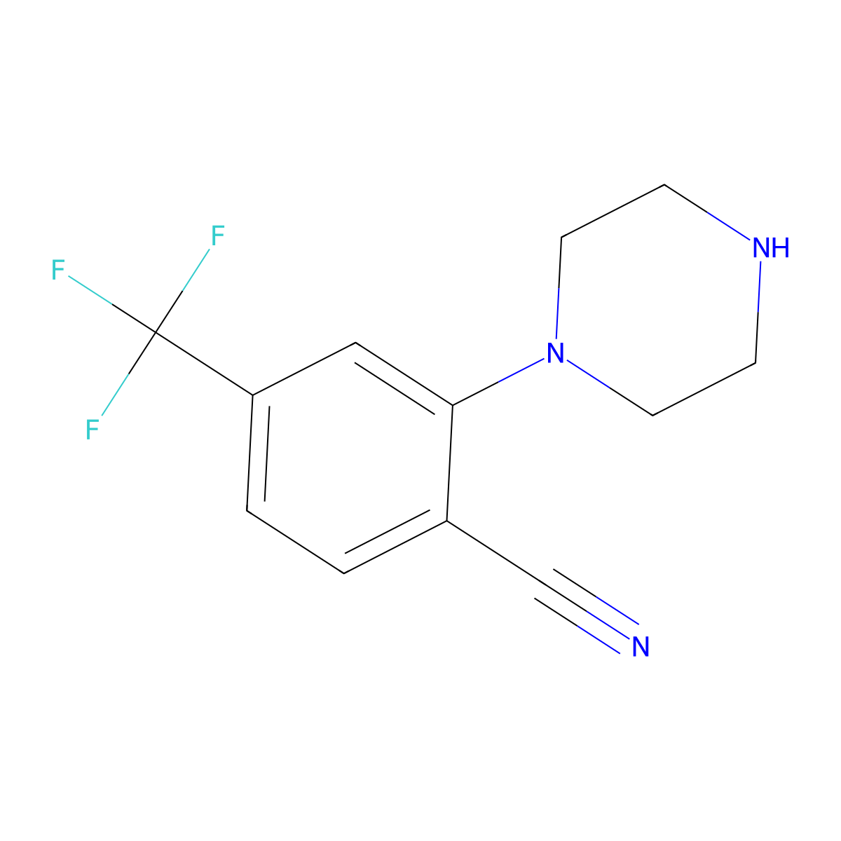 2-(Piperazin-1-yl)-4-trifluoromethylbenzonitrile molecular structure, CAS 444583-04-4
