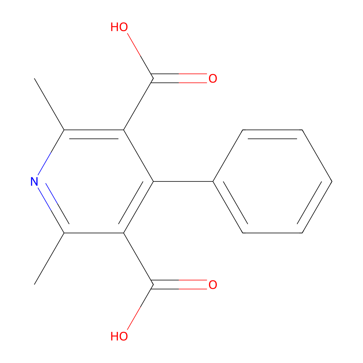 2,6-Dimethyl-4-phenylpyridine-3,5-dicarboxylic acid molecular structure, CAS 4446-60-0