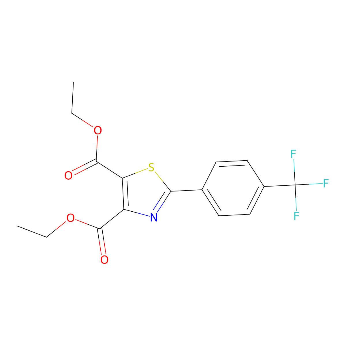 Diethyl 2-(4-(trifluoromethyl)phenyl)thiazole-4,5-dicarboxylate molecular structure, CAS 444615-63-8