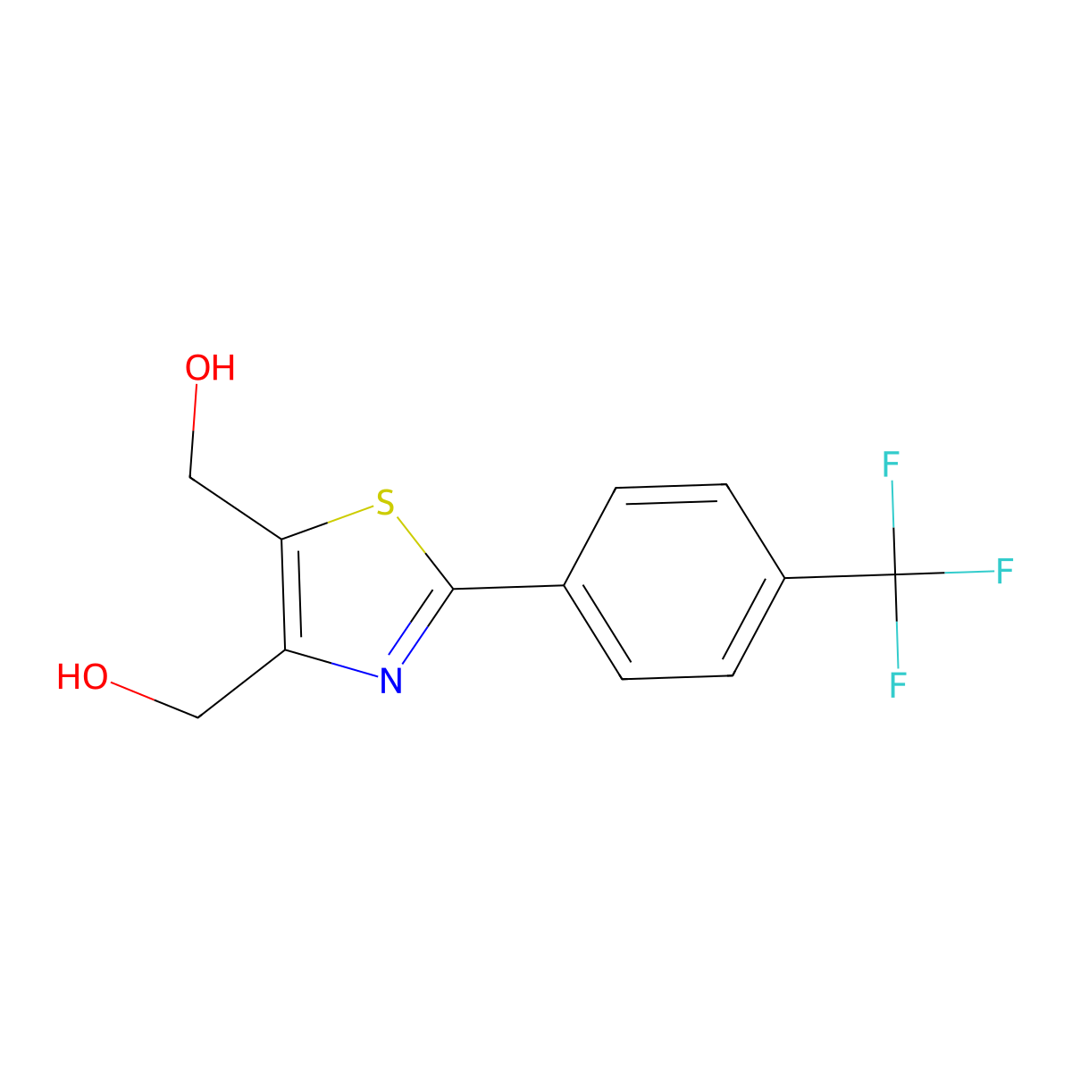 (2-(4-(Trifluoromethyl)phenyl)thiazole-4,5-diyl)dimethanol molecular structure, CAS 444615-64-9